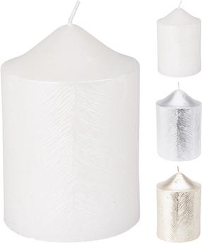 Kalėdinė žvakė, cilindrinė Metallic, 20 h, (spalva/dizainas parenkami atsitiktine tvarka)