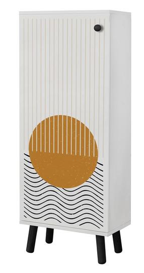 Batų spintelė Kalune Design Vegas SB 949, balta/juoda/geltona, 38 cm x 50 cm x 135 cm