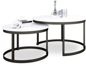 Kavos staliukų komplektas ADRK Okin, baltas/juodas, 75 cm x 75 cm x 43 cm