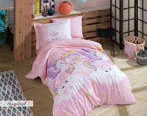Vaikiškas patalynės užvalkalų komplektas Mijolnir Magical 113HBY2912, balta/geltona/rožinė, 160 x 220 cm