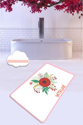 Vonios grindų kilimėlis Foutastic With Love 359CHL4430, baltas/raudonas/žalias, 100 cm x 80 cm