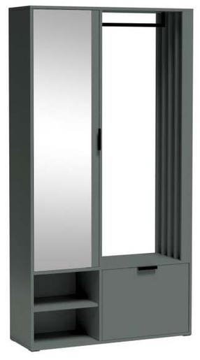 Spinta Milo Uni, tamsiai žalia, 100 cm x 33 cm x 189.4 cm, su veidrodžiu