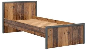 Lova viengulė Weston, 90 x 200 cm, juoda/medžio, be čiužinio