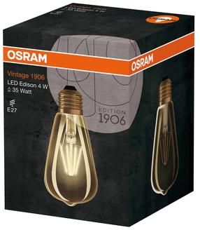 Lemputė Osram LED, ST64, 2400 °K, E27, 4 W, 380 lm