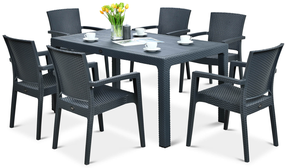 Lauko baldų komplektas Liverno, antracito, 6 vietų