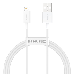 Baseus CALYS-A02 Ilgaamžis duomenų ir įkrovimo kabelis USB QC3.0 2.4A į Lightning 1M Balta