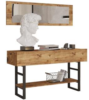 Spintelė Kalune Design ML24-A, pušies, 43 cm x 139 cm x 75.7 cm, su veidrodžiu