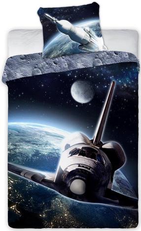 Vaikiškas patalynės užvalkalų komplektas Faro Space Travel POW-167, mėlyna/pilka, 140 x 200 cm