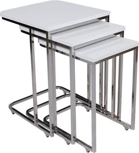 Kavos staliukų komplektas Kalune Design Ce Metal Zigon 9405, baltas, 46 cm x 41 cm x 59 cm, 3 vnt.