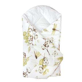 Kūdikio antklodė-vokelis Ankras Flowers, 80 x 80 cm, balta/žalia