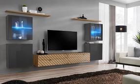 Svetainės baldų komplektas ASM Switch XIV L, vidaus, rudas/pilkas