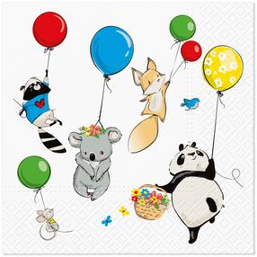 Popierinės servetėlės PAW Balloons, 33 cm x 33 cm, įvairių spalvų, 20 vnt.