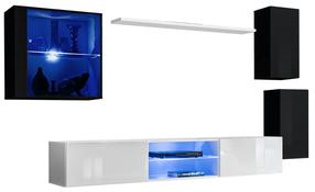 Sekcija ASM Switch XXIII, balta/juoda, 250 cm x 40 cm x 140 cm