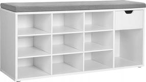 Suoliukas su batų lentyna Vasagle, balta/pilka, 104 cm x 30 cm x 48 cm