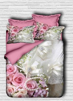 Patalynės užvalkalų komplektas Mijolnir 178PRL1206, baltas/rožinis/pilkas, 200 x 220 cm