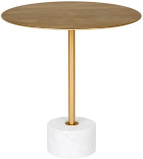 Kavos staliukas House Nordic Lecco, aukso/marmuro, 51 cm x 51 cm x 52 cm