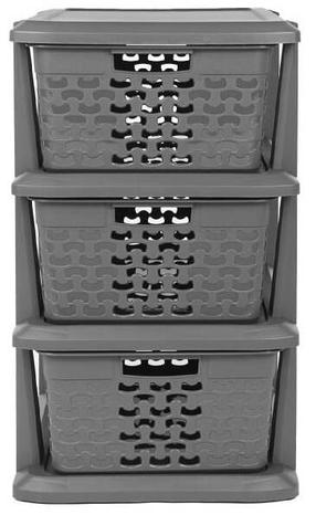 Krepšių rinkinys, daiktų saugojimo, su lentyna Branq Cotton, pilka, 25 x 29 x 44 cm