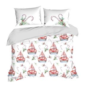 Kalėdinis patalynės užvalkalų komplektas PTR-03, baltas/raudonas/žalias, 140 x 200 cm