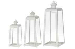 Žibintų rinkinys 4Living Joy, plienas, balta, 3 vnt.