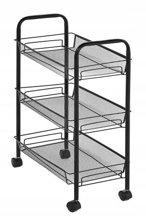 Metalinė lentyna ant ratukų OTE, juoda, 44 cm x 26 cm x 62 cm