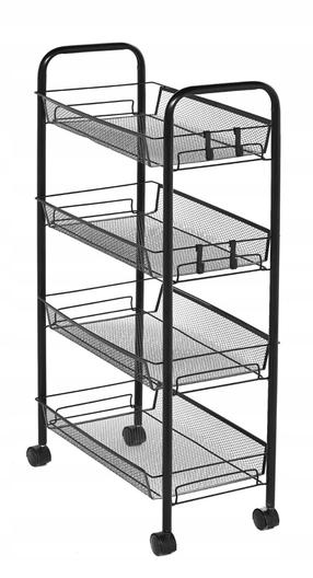 Metalinė lentyna ant ratukų OTE, juoda, 44 cm x 26 cm x 85 cm