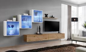 Svetainės baldų komplektas ASM Switch L XX, ąžuolo/balta