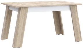 Valgomojo stalas išskleidžiamas Forte Zumba, balta/sonoma ąžuolo, 140 - 180 cm x 90 cm x 75 cm