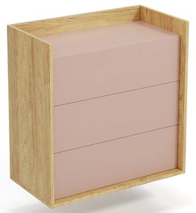 Komoda Mobius 3S, ąžuolo/rožinė, 78 cm x 41 cm x 83 cm