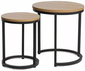 Kavos staliukų komplektas Hola, rudas/juodas, 45 cm x 45 cm x 48 cm, 2 vnt.