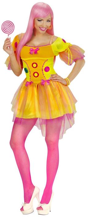 Karnavalinis kostiumas suaugusiems, lėlė Widmann Neon Fantasy Girl, geltona/oranžinė/rožinė, M
