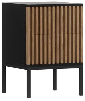 Naktinis staliukas Meorati, ąžuolo/juoda, 40 cm x 40 cm x 60 cm