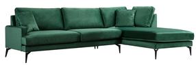 Kampinė sofa Hanah Home Papira, žalia, dešininė, 283 x 180 cm x 88 cm
