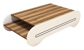 Kavos staliukas Kalune Design Cool, balta/riešuto, 120 cm x 63.6 cm x 30 cm