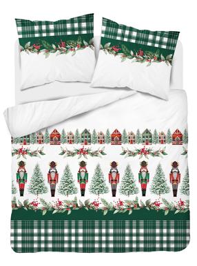 Kalėdinis patalynės užvalkalų komplektas PCB-211, baltas/raudonas/žalias, 200 x 220 cm