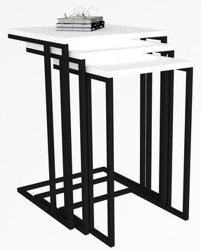 Žurnalinis staliukas Kalune Design Venedik, baltas/juodas, 40 cm x 40 cm x 61.8 cm