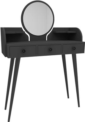 Kosmetinis staliukas Kalune Design Elegans 550ARN2745, antracito, 93.6 cm x 37 cm x 133.6 cm, su veidrodžiu