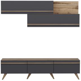 Svetainės baldų komplektas Kalune Design Amsterdam, vidaus, antracito/riešuto