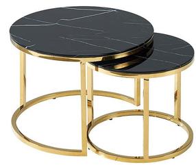 Kavos staliukas Muse II, aukso/juodas, 60 cm x 60 cm x 45 cm