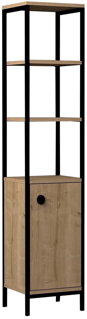 Laisvai pastatoma vonios spinta Kalune Design Derin, antracito/ąžuolo, 34 cm x 38 cm x 161.8 cm