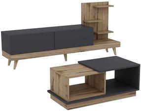 Svetainės baldų komplektas Kalune Design Dizayn, vidaus, antracito/riešuto