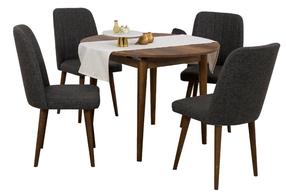 Valgomojo komplektas Kalune Design Vina 1053, riešuto/antracito