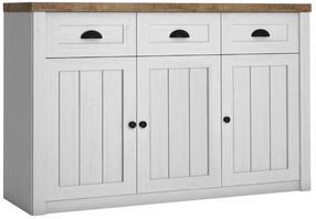 Komoda Gala Meble Prowansja K3SP, ruda/balta, 43 cm x 130 cm x 88 cm