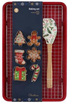 Kalėdinės formelės sausainiams, sidabro/raudona, 43 cm x 28 cm