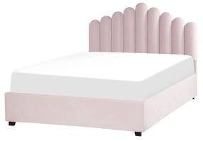 Lova dvigulė Beliani Vincennes, 160 x 200 cm, rožinė, be čiužinio, su grotelėmis