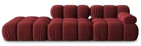 Modulinė sofa Micadoni Home Bellis Velvet, tamsiai raudona, kairinė, 282 x 94 cm x 63 cm