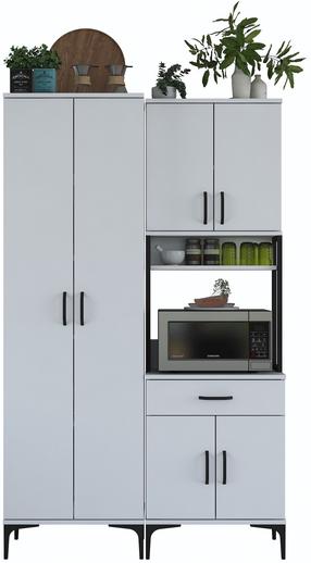 Daugiafunkcinė virtuvės spinta Kalune Design, balta, 120 cm x 40 cm x 198.6 cm