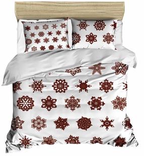 Kalėdinis patalynės užvalkalų komplektas Mijolnir 178PRL2079, rudas/baltas, 200 x 220 cm