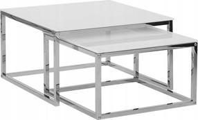 Kavos staliukų komplektas Beliani Brea, skaidrus/sidabro, 50 - 60 cm, 2 vnt.