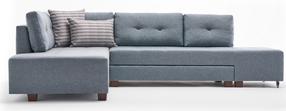 Kampinė sofa - lova Hanah Home Manama, žydra, kairinė, 206 x 280 cm x 85 cm