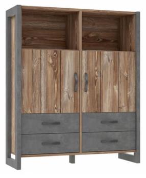 Komoda Forte Note NTEK521-C473, pilka/tamsiai ruda, 43.1 cm x 129.8 cm x 154.2 cm